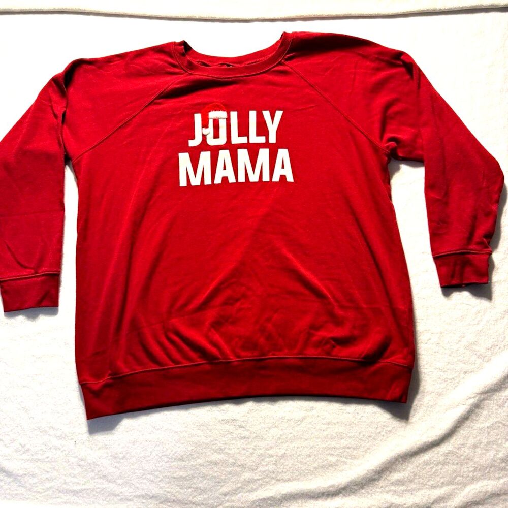 Torrid Jolly Mama Christmas Sweatshirt Red Cozy Fleece Plus Size 2 2X 18/20